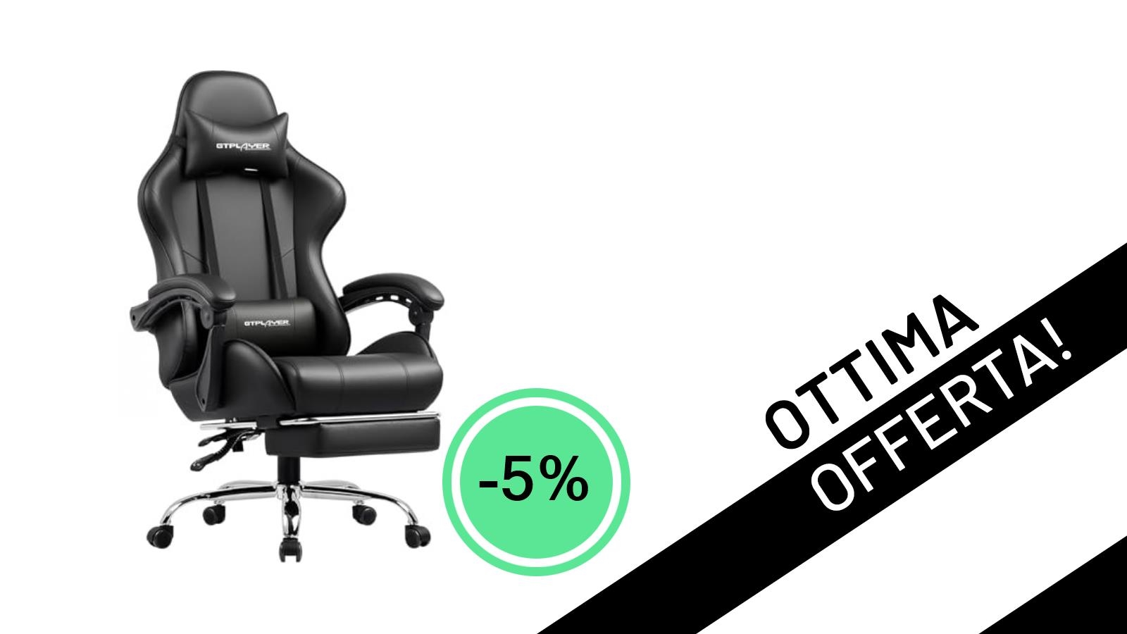 Comfort e Stile al 5% di Sconto: La Sedia Gaming GTPLAYER è Tua a soli 137,17€!