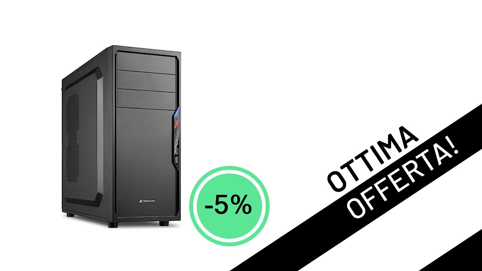 Sharkoon VS4-V: Il Case PC Essenziale con USB 3.0, ora in Offerta Scontata!