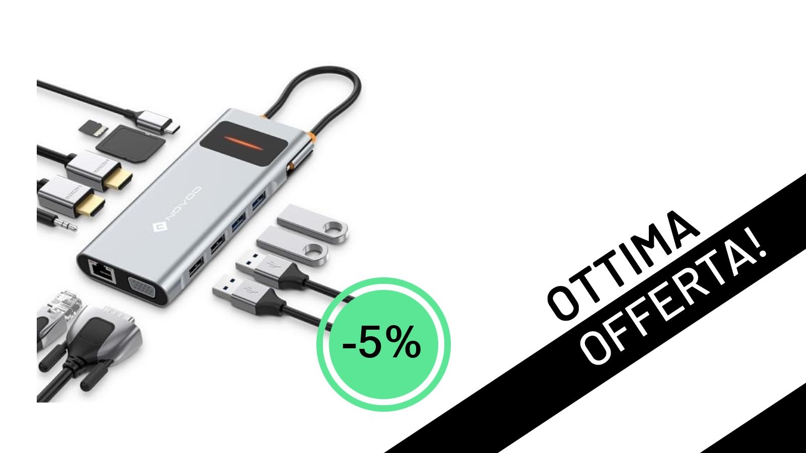 Espandi le Tue Possibilità: La Docking Station NOVOO 12 in 1 Scontata del 5% a Soli 42,79€!