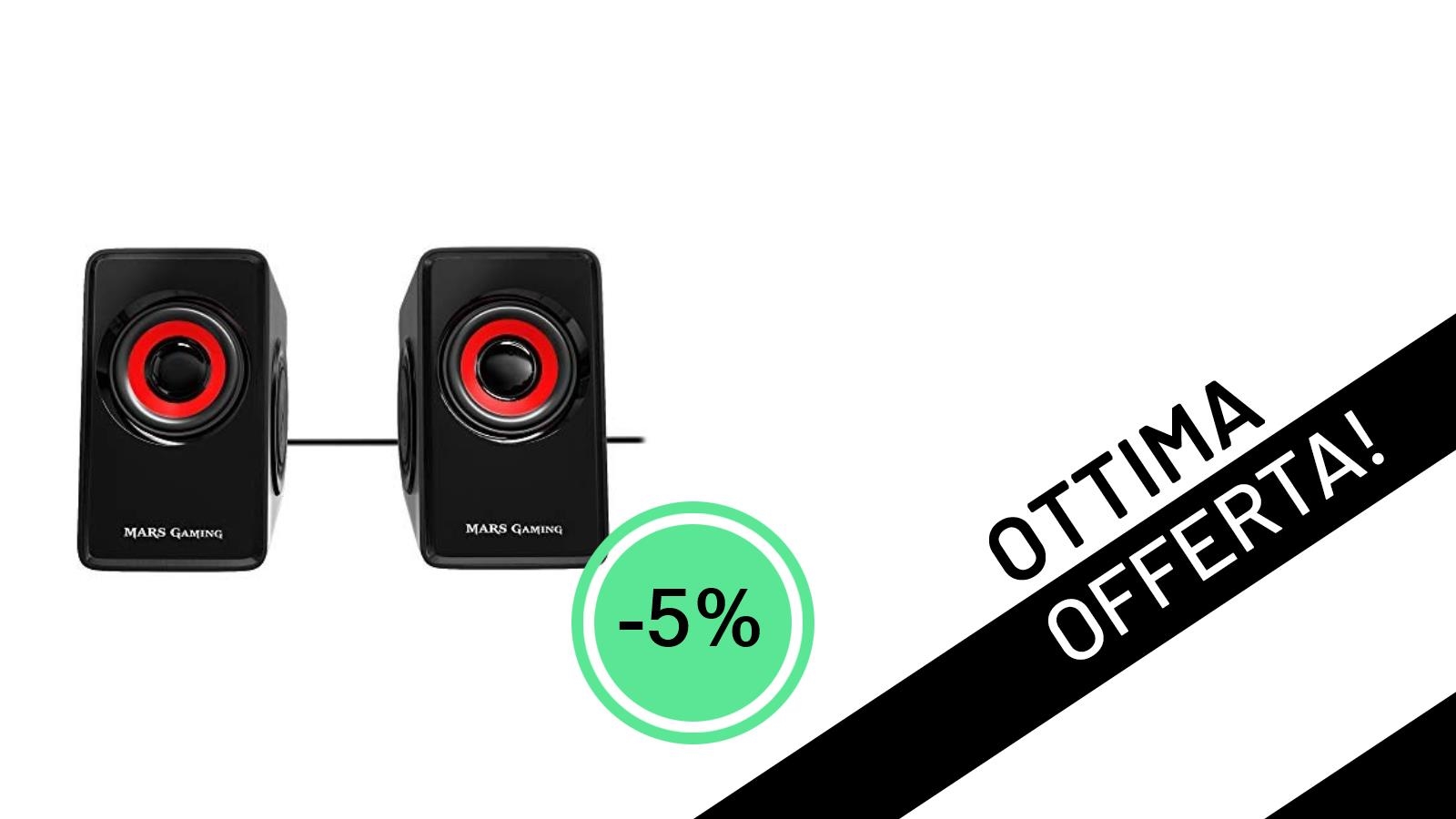 Offerta Imperdibile: Gli Altoparlanti Mars Gaming MS1 per il tuo PC Gaming a soli 10,35€!