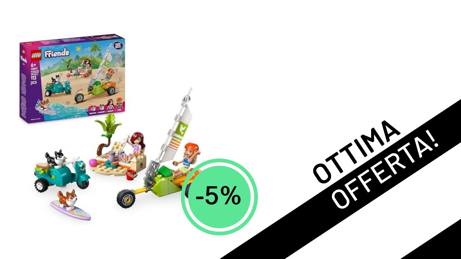 LEGO Friends Avventure Canine: Il Set con Windskate e Sidecar Scontato del 5% a Soli 14,24€!