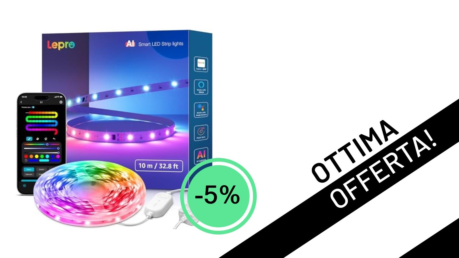 Illumina la Tua Casa con Stile: La Striscia LED Lepro S1 AI in Offerta Imperdibile!
