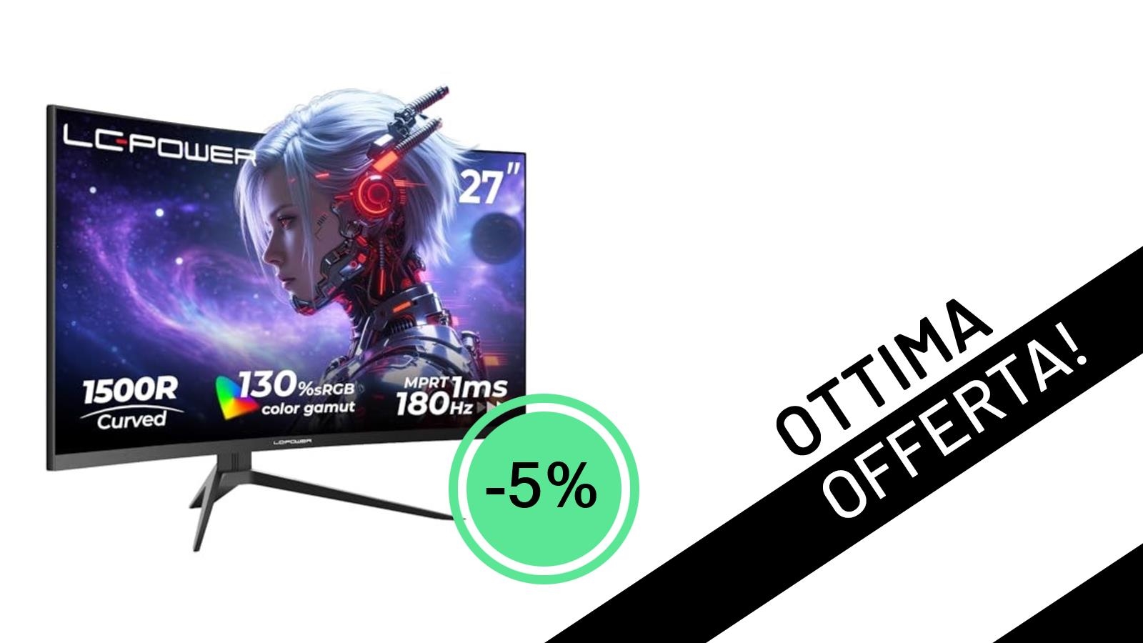 LC-Power Monitor Gaming 27 Pollici Curvo: L'Offerta Imperdibile a soli 127,90€!