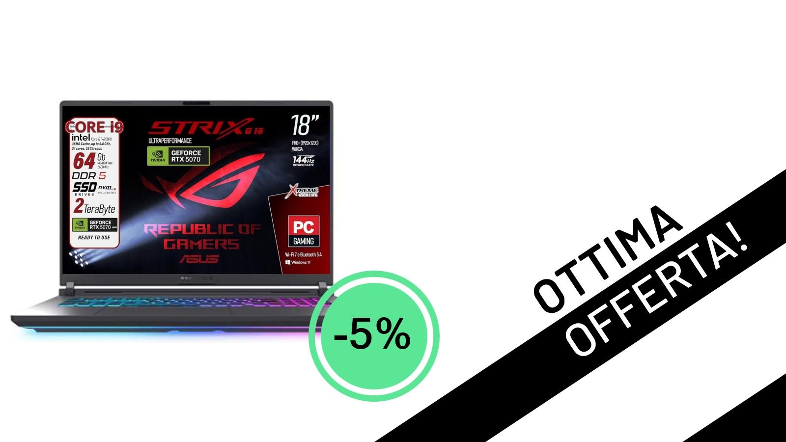 ASUS ROG Strix G18: La Potenza Gaming Definitiva Ti Aspetta con il 5% di Sconto!