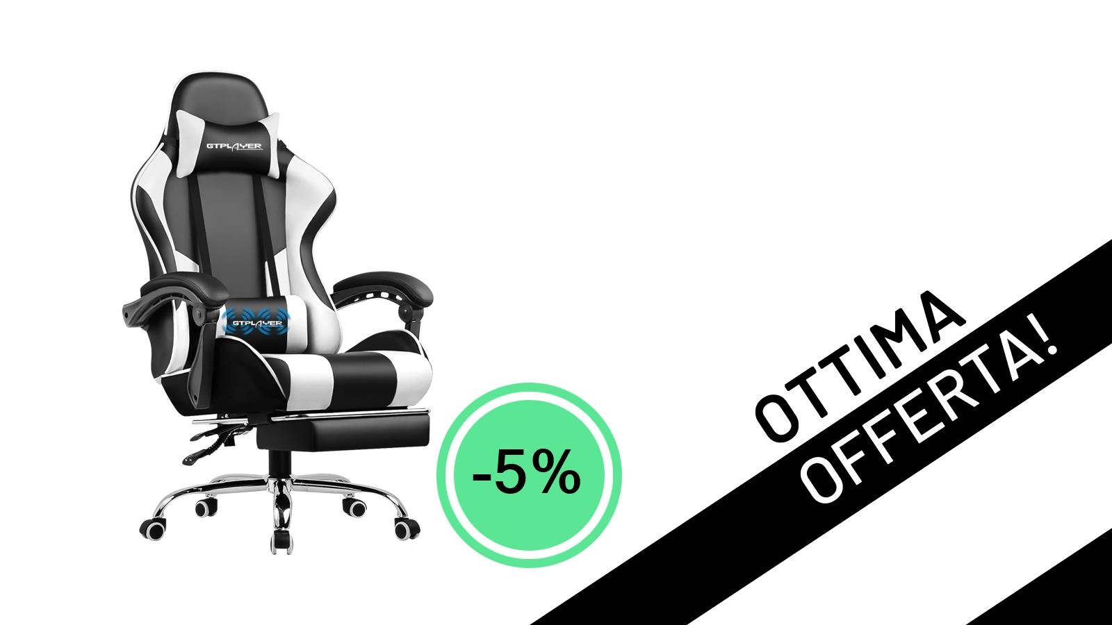 GTPLAYER Sedia Gaming: Ergonomia e Comfort Assoluto con il -5% di Sconto!