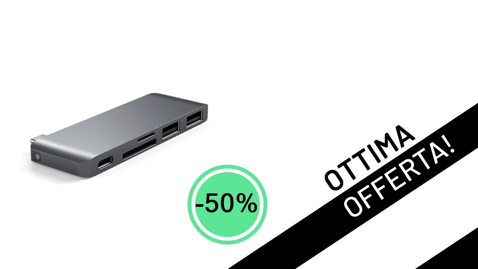 L'Hub Satechi 5 in 1 USB-C è in offerta al 50% di sconto: solo 25€ per espandere il tuo MacBook!