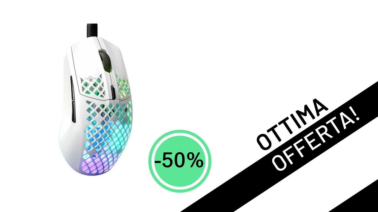 SteelSeries Aerox 3 Snow: Il Mouse Gaming Ultraleggero al 50% di Sconto, Solo 34,99€!