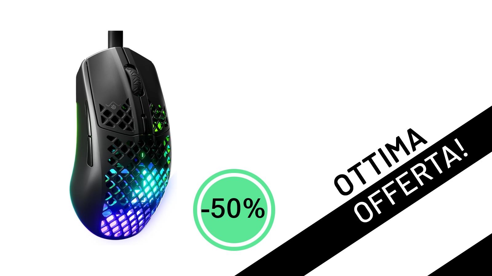 SteelSeries Aerox 3: Il Mouse Gaming Ultraleggero al 50% di Sconto, Ora a Soli 34,99€!
