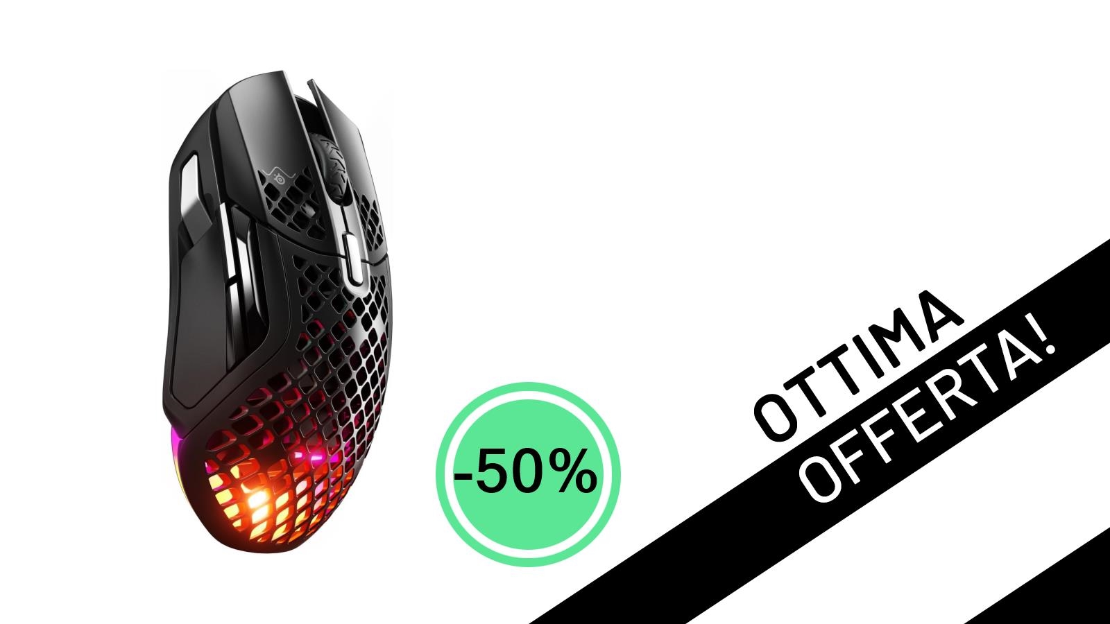 SteelSeries Aerox 5 Wireless: Il mouse gaming ultraleggero al 50% di sconto, un affare da non perdere!