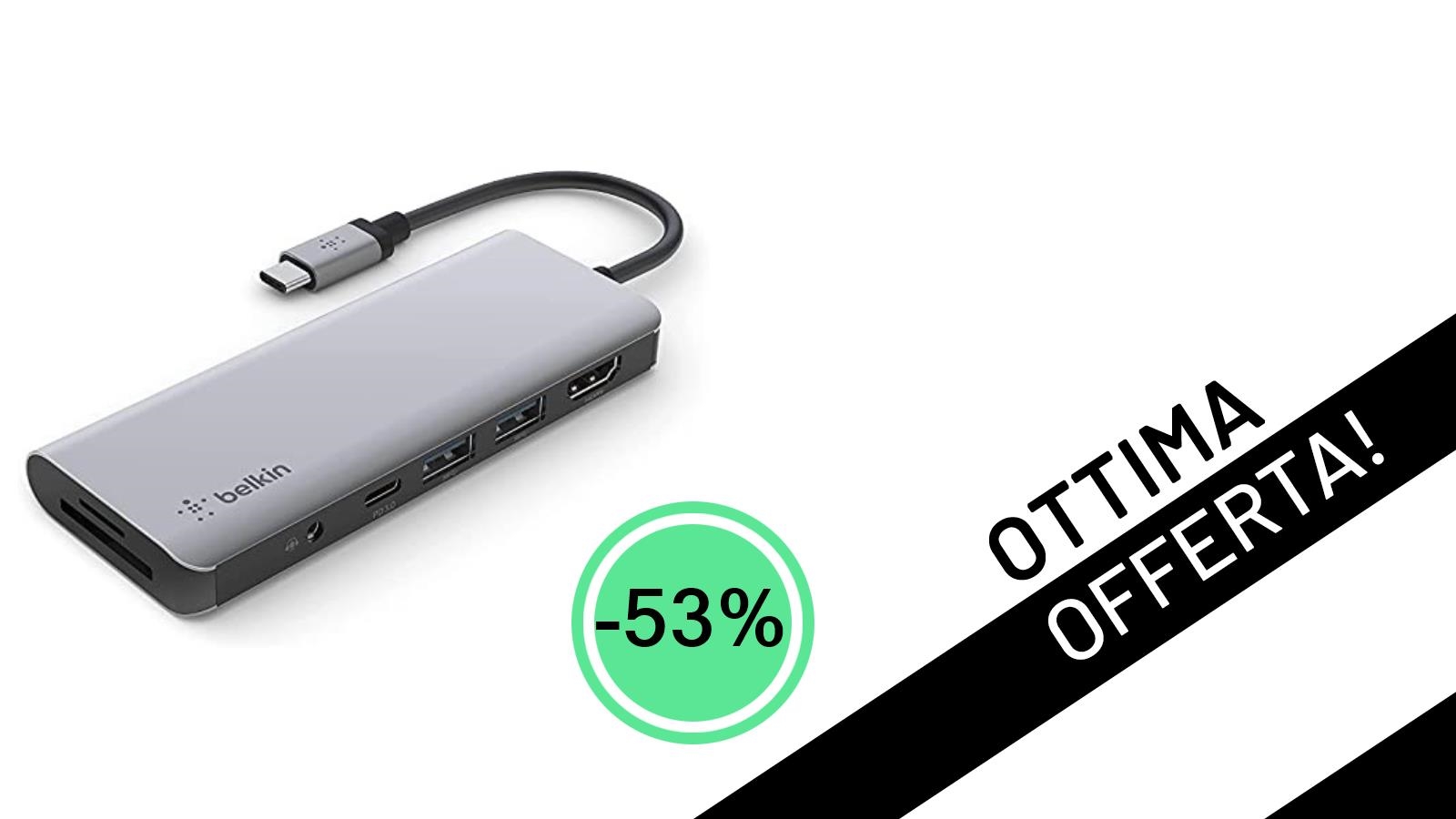 Offerta Imperdibile: Il Belkin Hub USB-C 7-in-1 crolla a soli 35,38€ con il 53% di sconto!