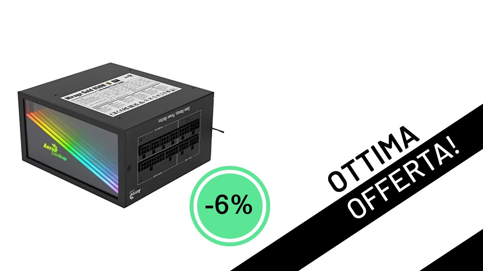 Non perdere l'occasione: l'alimentatore Aerocool MIRAGEGOLD850M con condensatori giapponesi in super offerta!