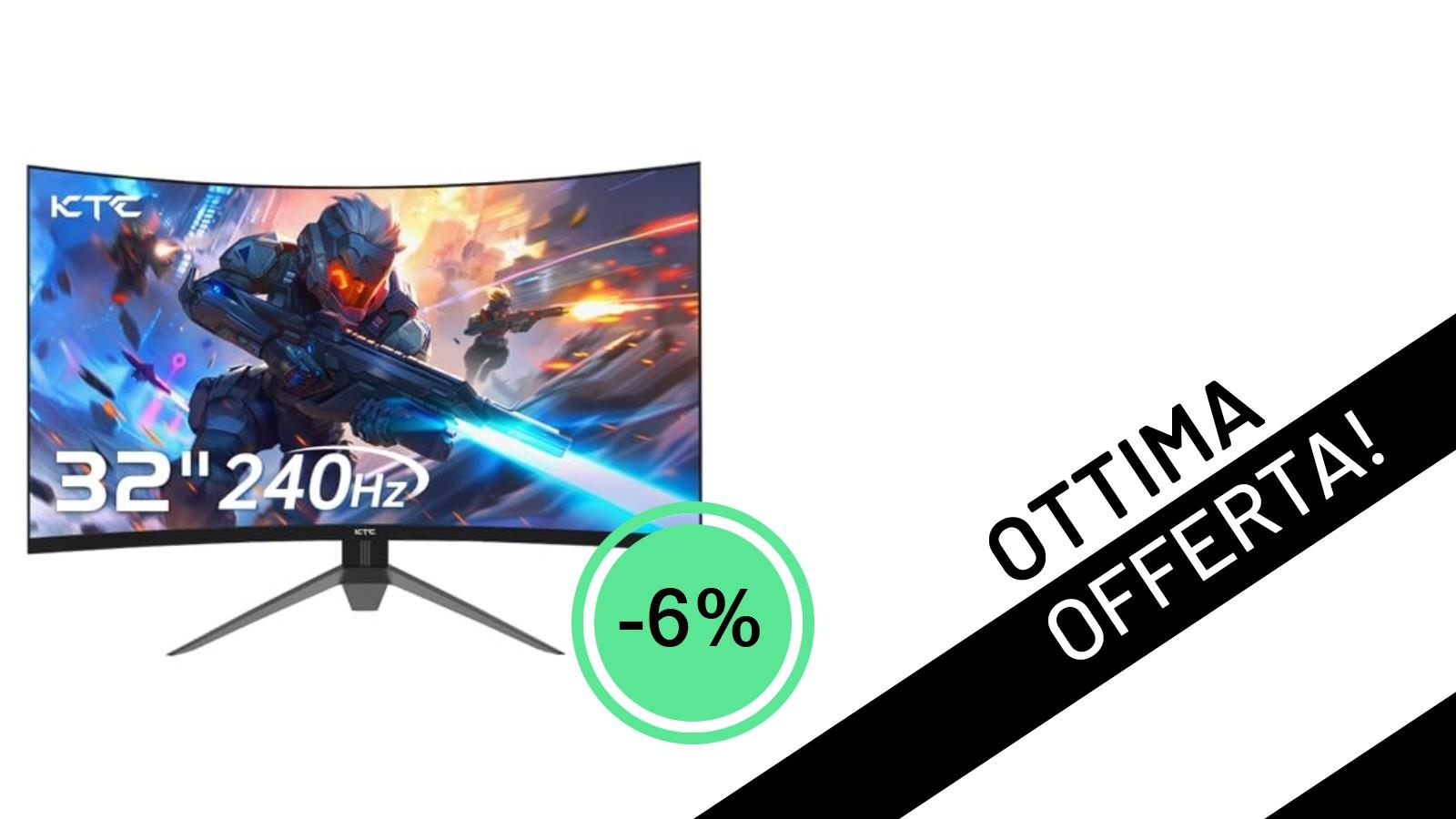 Monitor KTC Gaming 32 Pollici Curvo: Un'Offerta Imperdibile a Soli 169,99€!