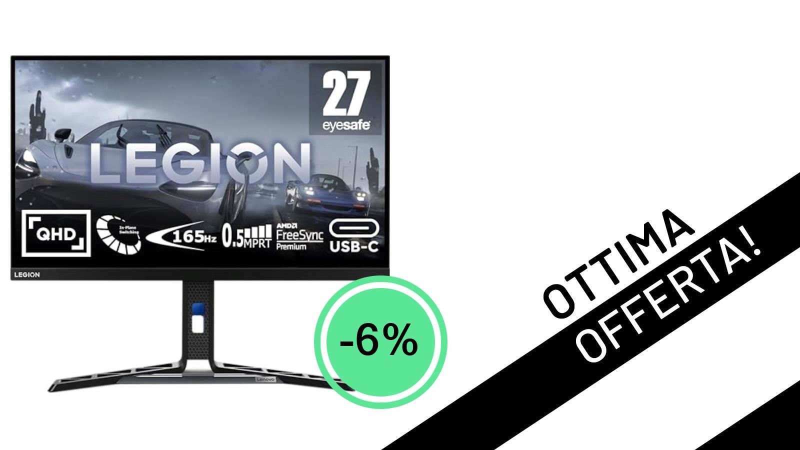 Offerta imperdibile: il Monitor Gaming Lenovo Legion Y27h-30 QHD con 180Hz scende a soli 359,00€!