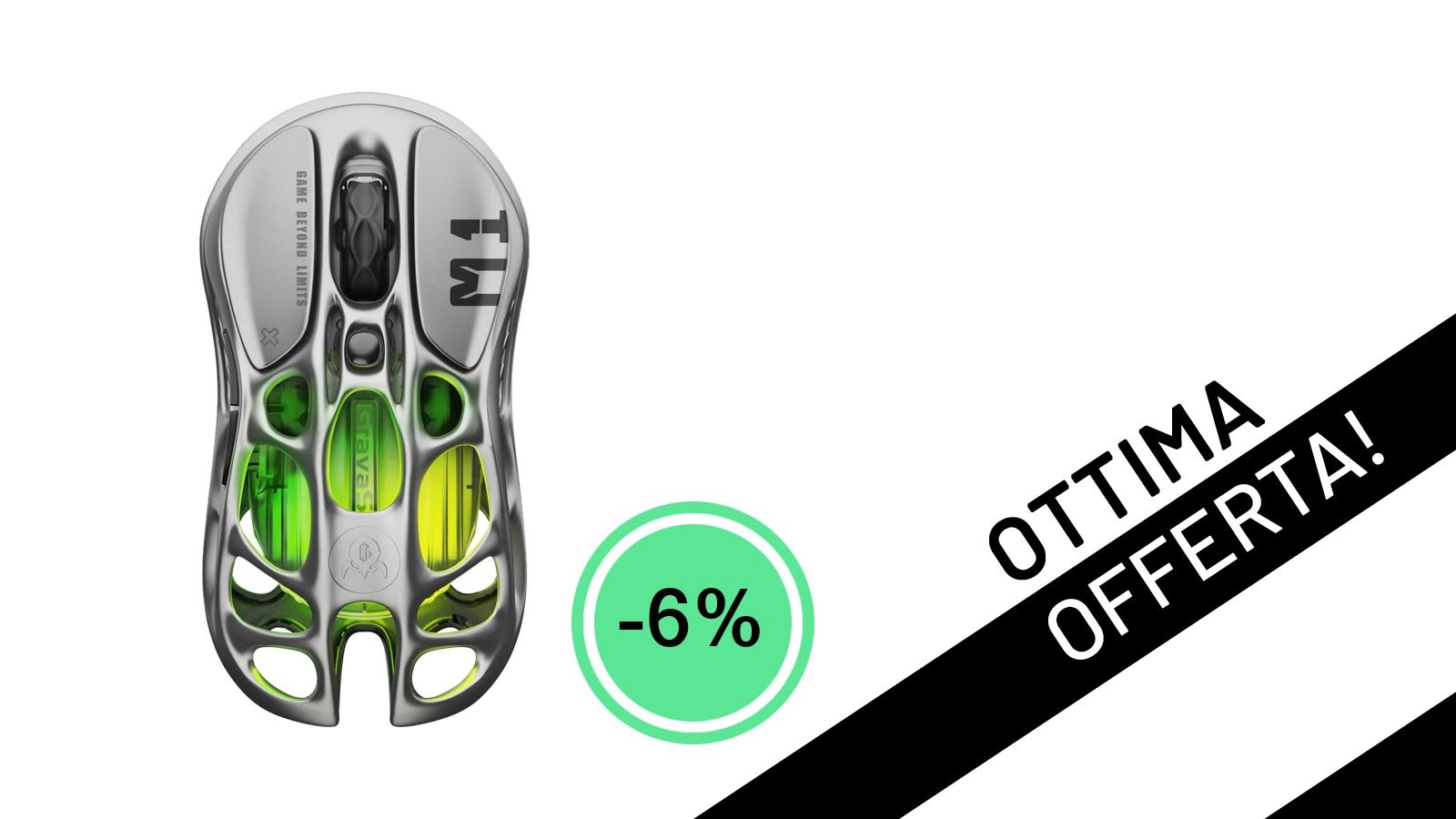 GravaStar Mercury M1 PRO: Il Mouse Gaming Ultraleggero in Magnesio Scontato del 6%!