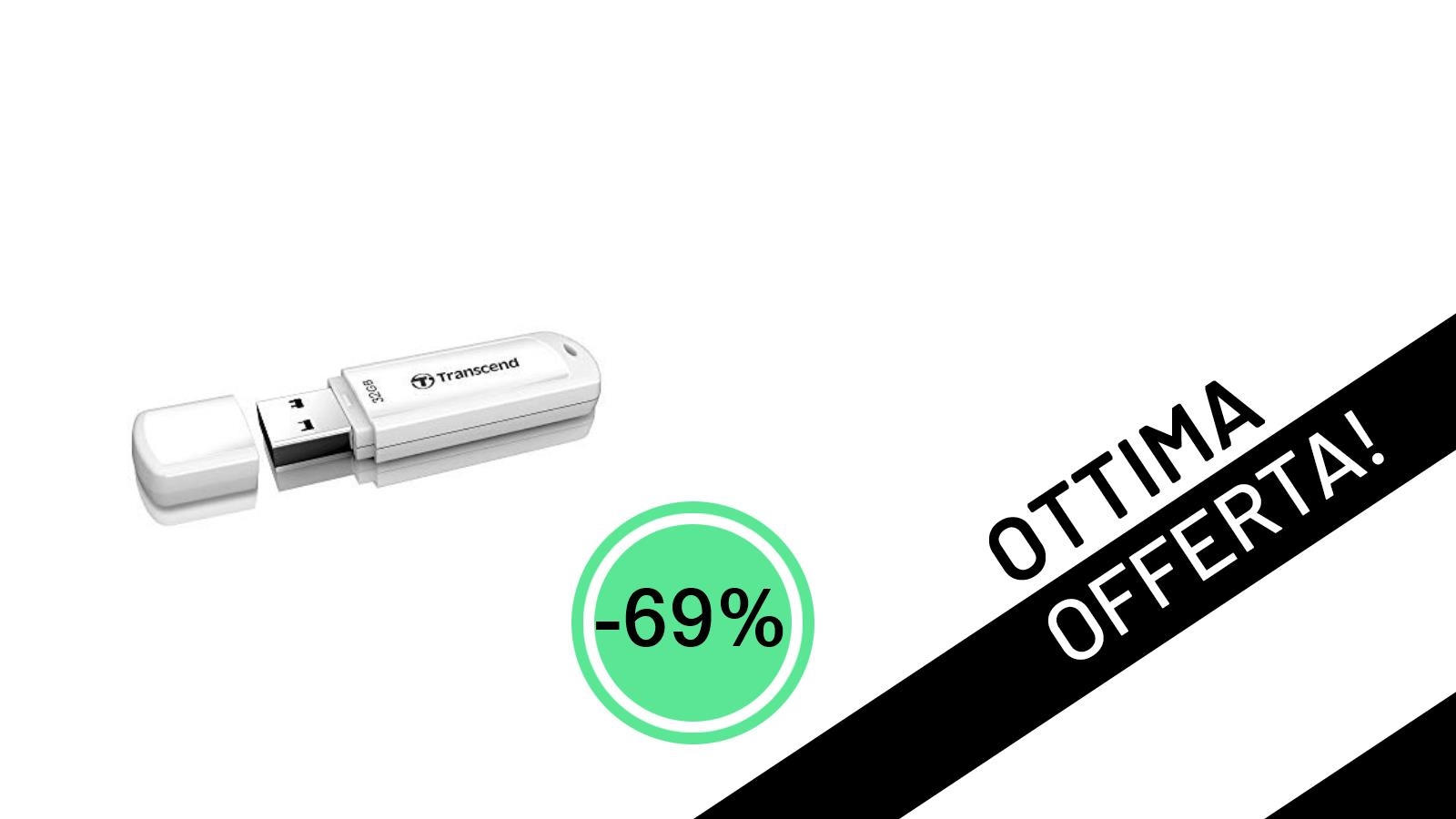 Transcend JetFlash 730 da 32GB: Chiavetta USB 3.1 con uno Sconto del 69% a soli 9,05€!