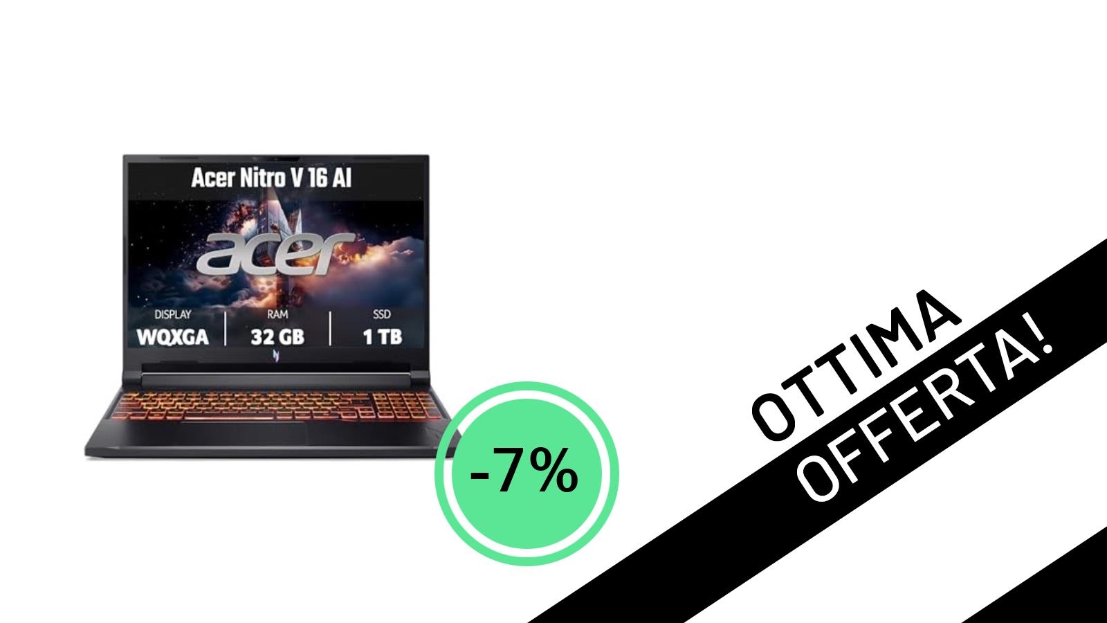 Acer Nitro V 16 AI: Il Notebook Gaming con RTX 5070 e AI al Prezzo Minimo Storico con il -7%