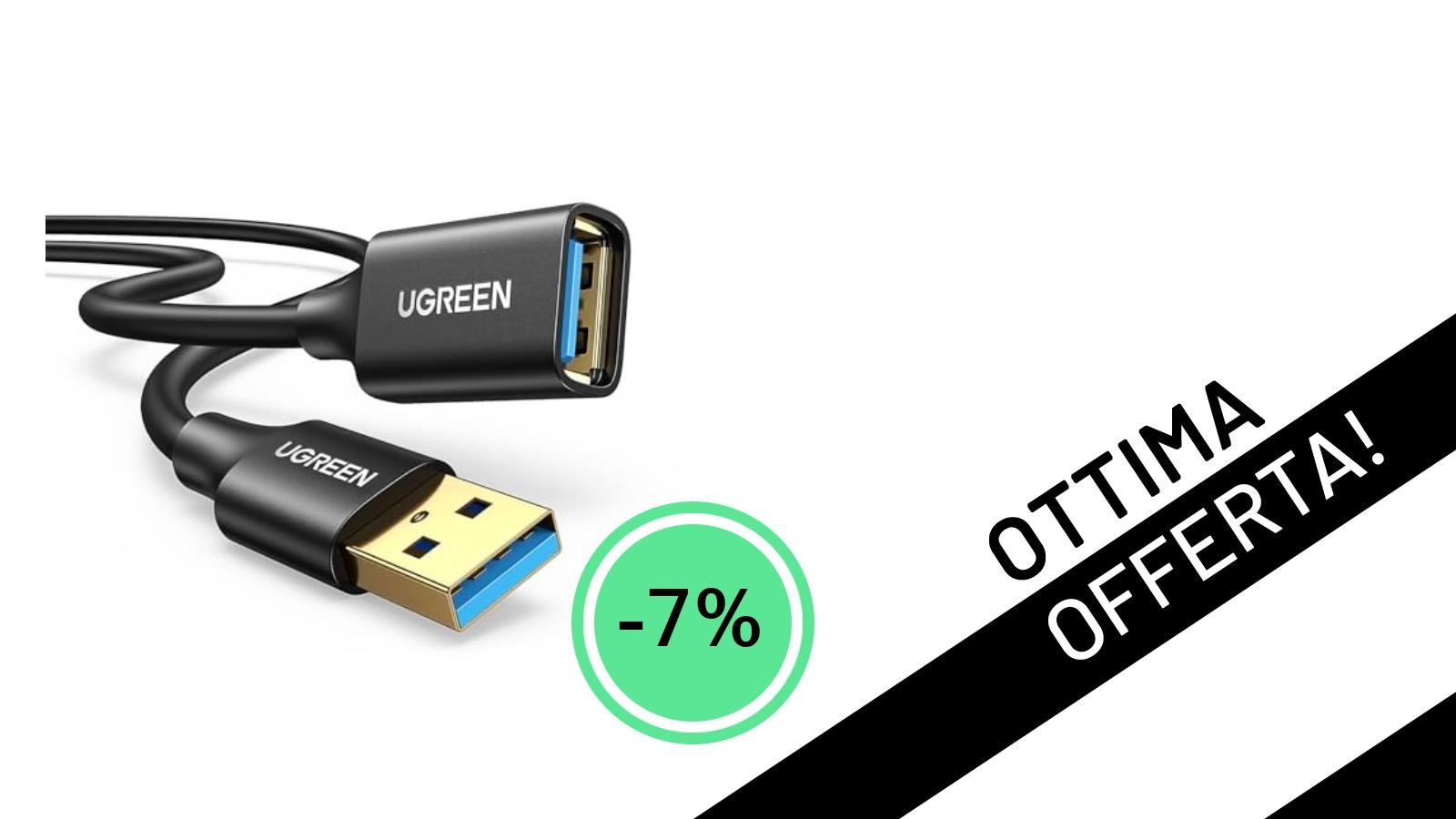 Non perdere l'offerta sul Cavo Prolunga USB 3.0 UGREEN: velocità e qualità a soli 6,99€!
