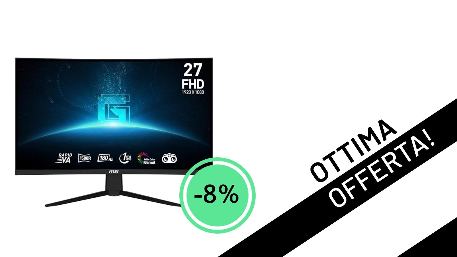 L'MSI G27c3f 27'' a 180Hz è tuo a meno di 200€ con uno sconto dell'8%!