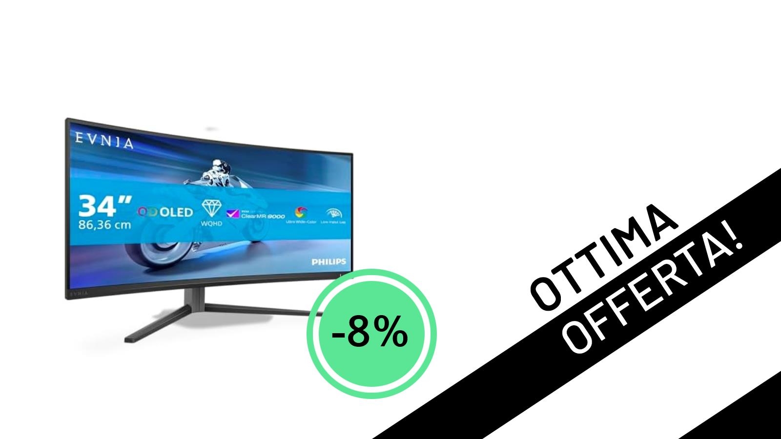 Philips Monitor 34M2C6500AM: Il QD-OLED Curvo da 34" che Stavi Aspettando, ora in Offerta Imperdibile!