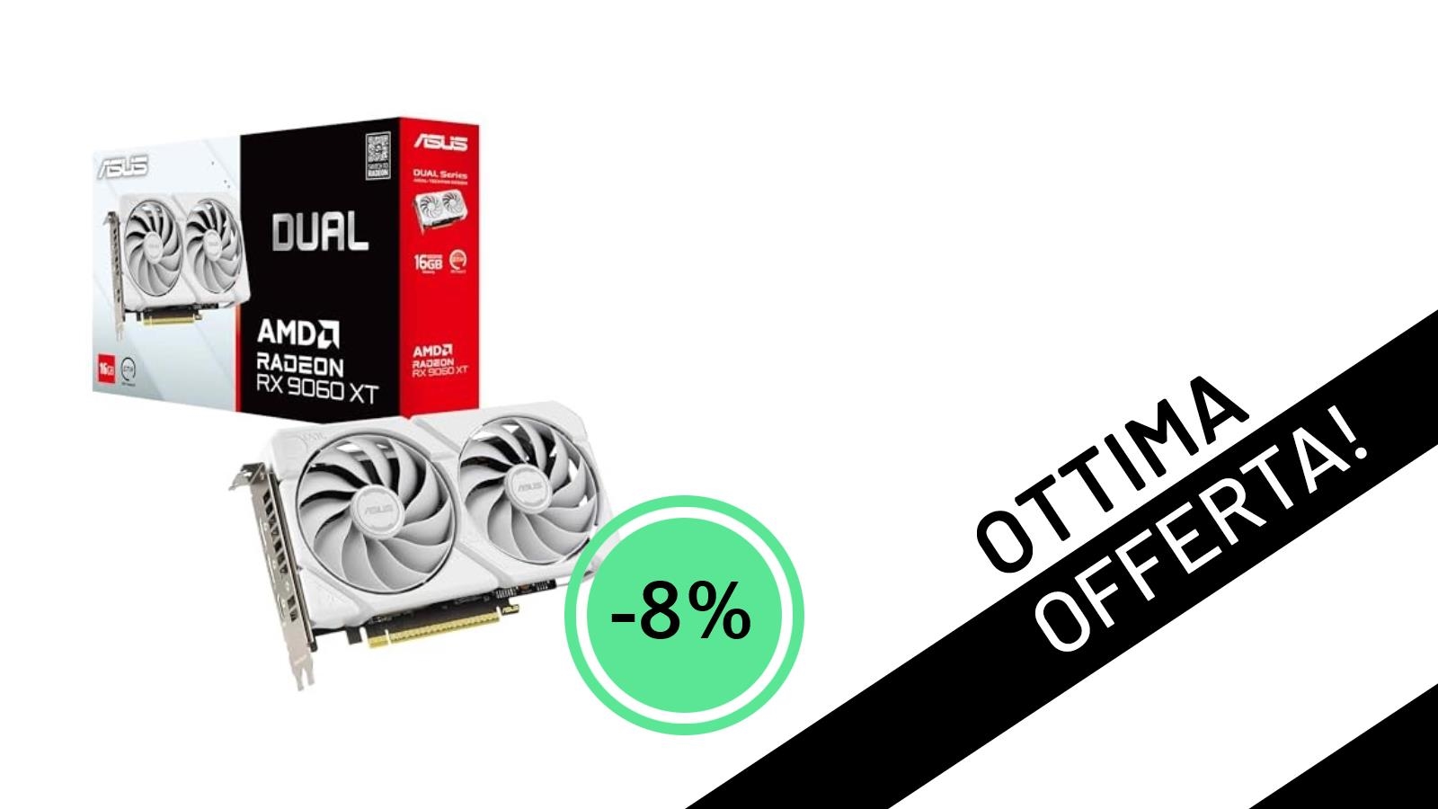 Offerta Imperdibile: La Potente ASUS Dual RX 9060 XT Bianca Scontata dell'8%!