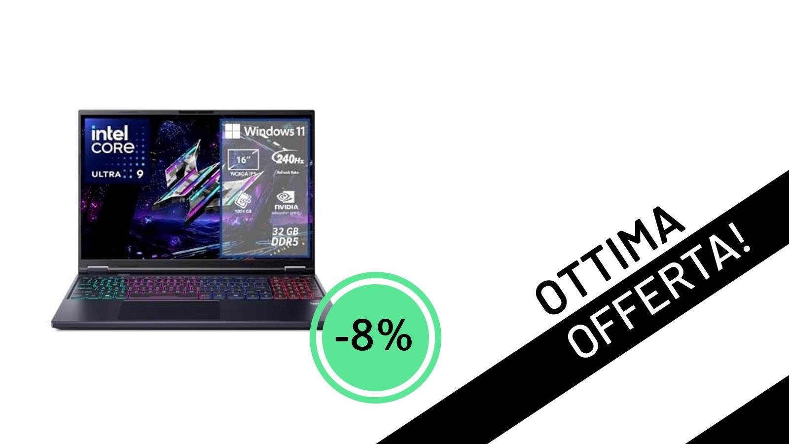 Acer Predator Helios Neo 16 AI: Il Notebook Gaming Definitivo Scontato dell'8% a 2.199€!