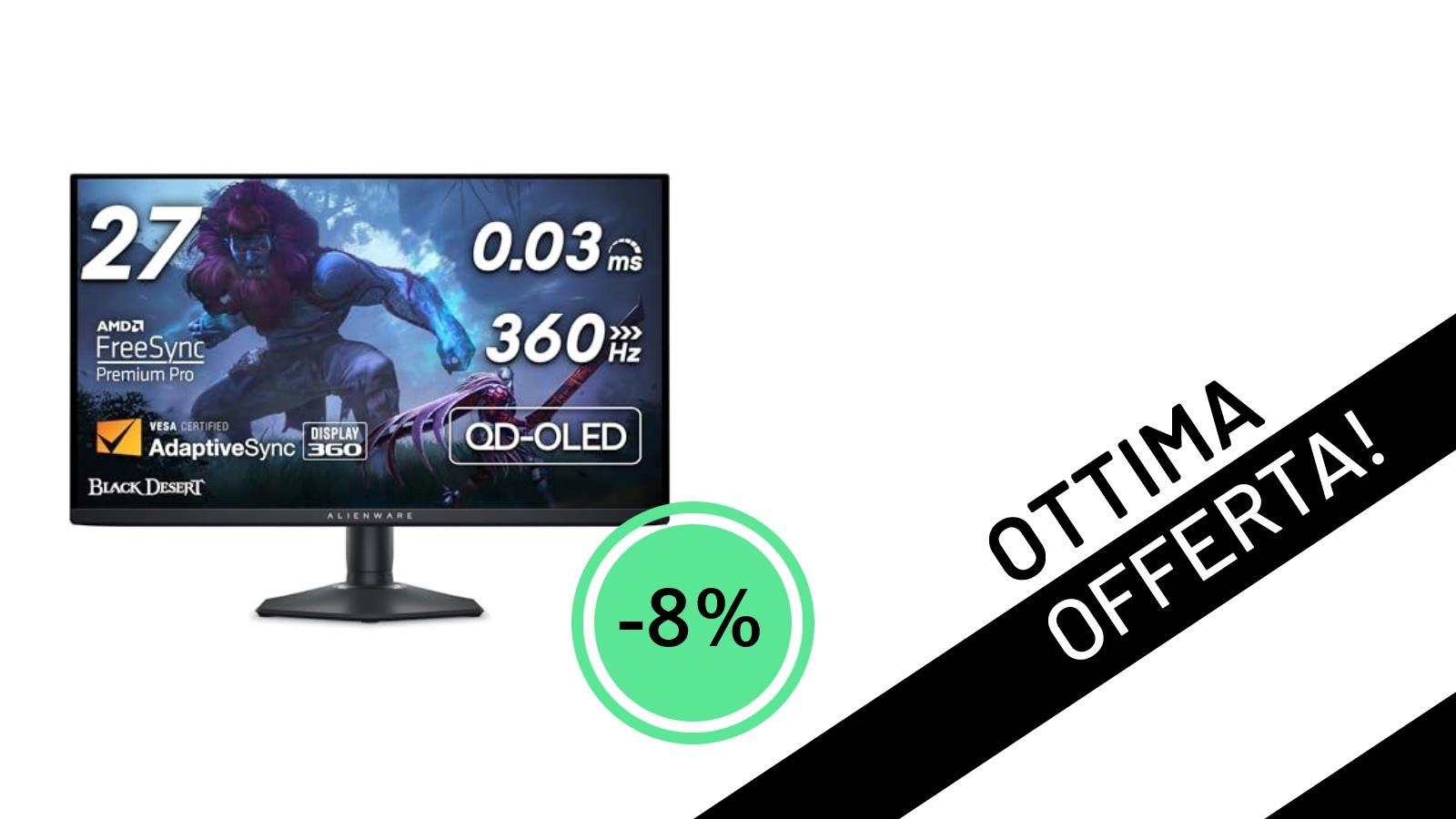 L'Alienware AW2725DF QD OLED è in offerta: un mostro da 360Hz per dominare ogni gioco!