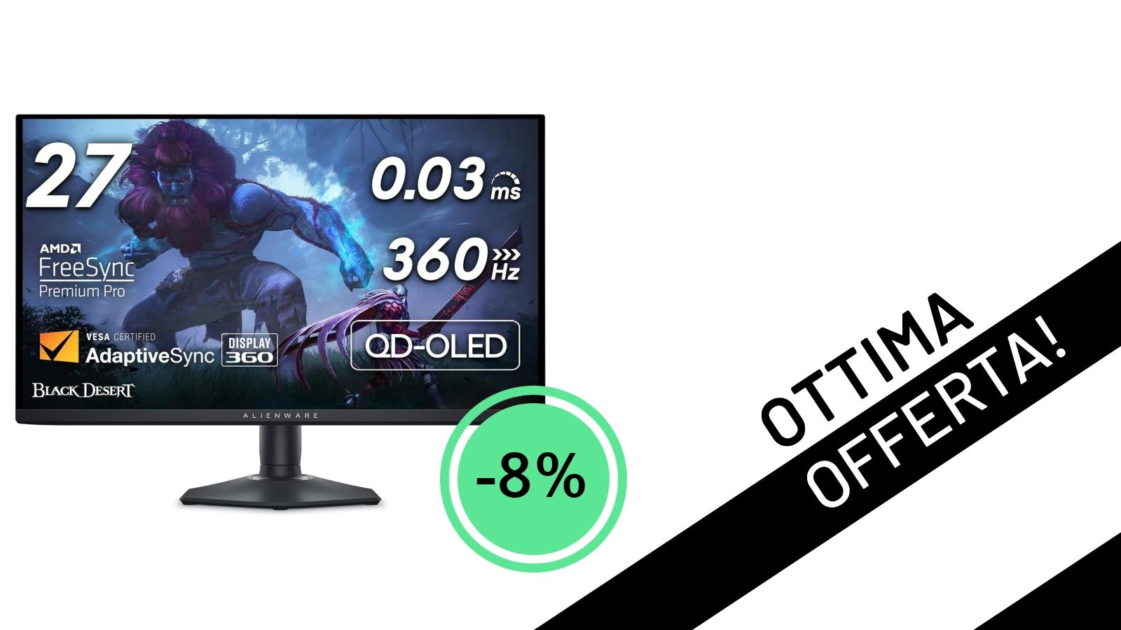 L'Alienware AW2725DF QD OLED è in offerta: un mostro da 360Hz per dominare ogni gioco!