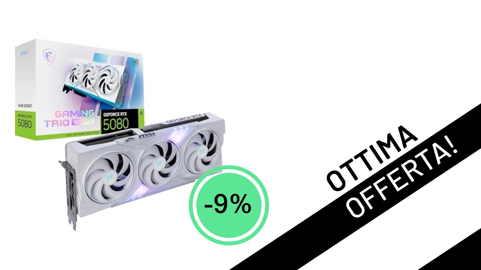 Offerta Imperdibile: MSI NVIDIA GeForce RTX 5080 Gaming Trio OC White Scontata del 9%!